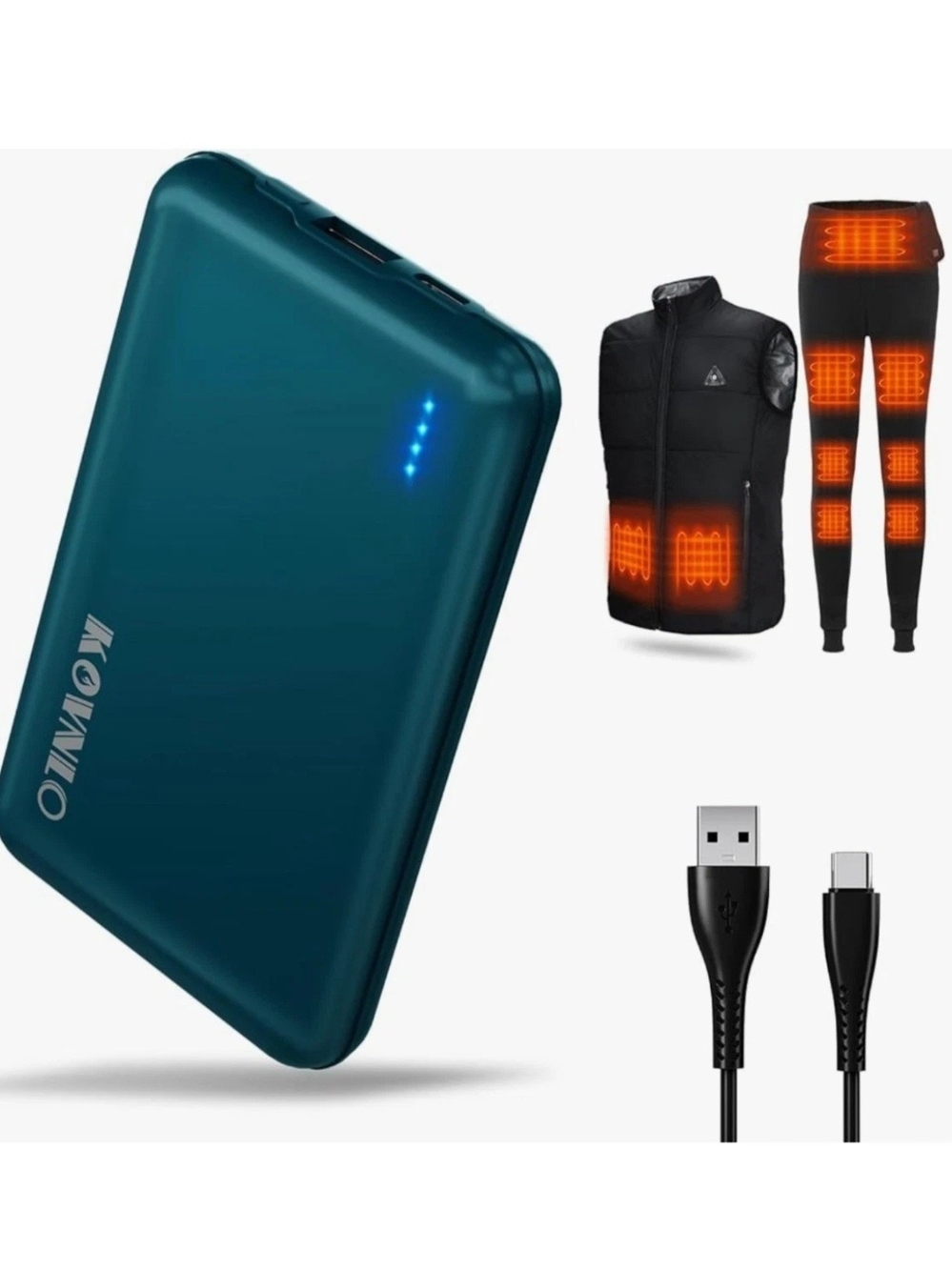 Kovnlo Portable Power Bank with USB-A to USB-C Cable